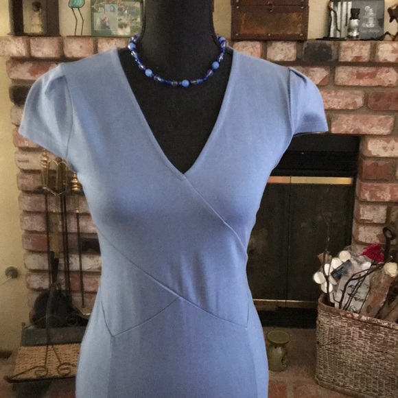 12th ❤️ Blue V-Neck Short Sleeves Dress - Picture 2 of 6